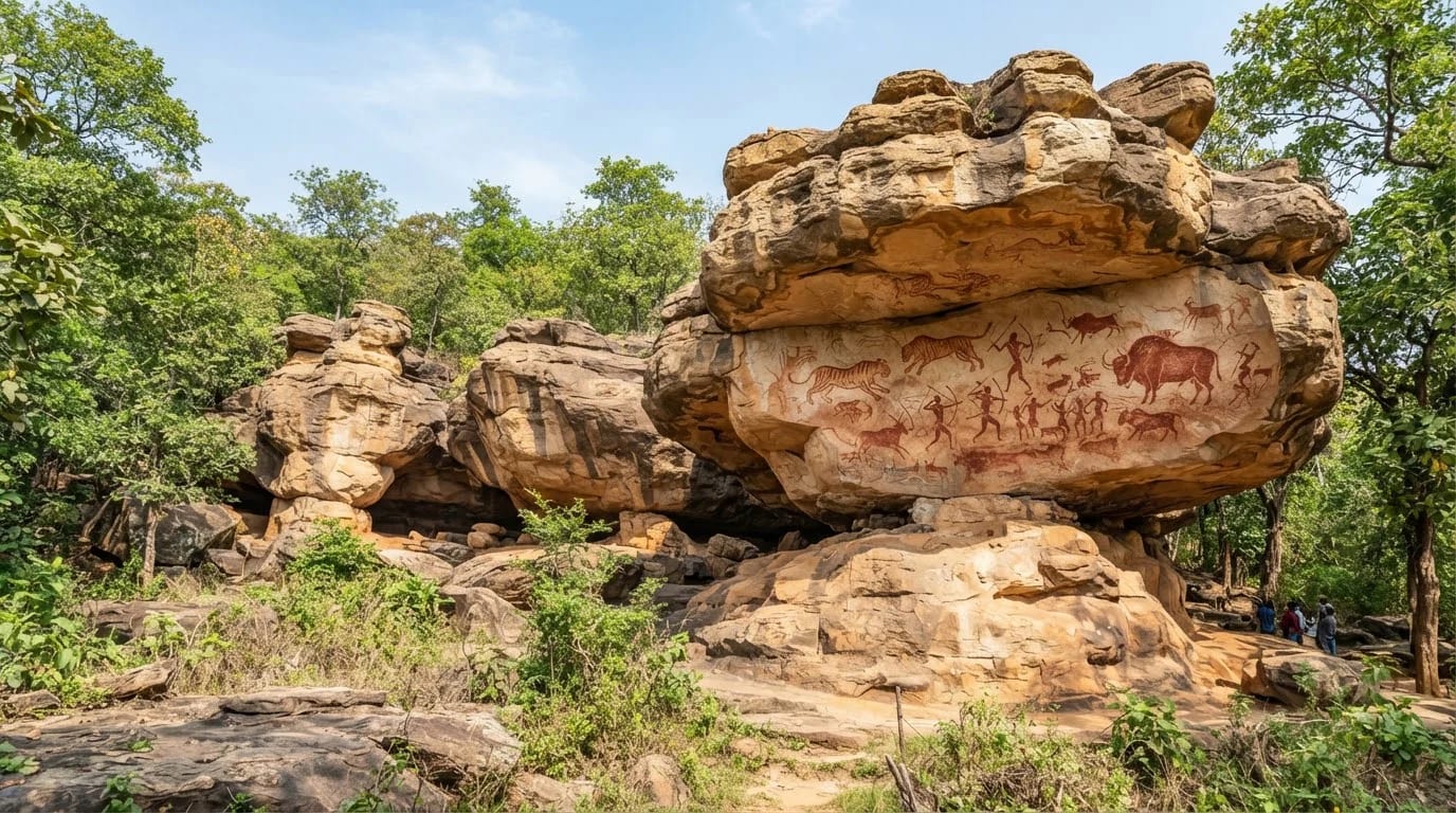 Bhimbetka rock shelters, UNESCO World Heritage Site in Ratapani