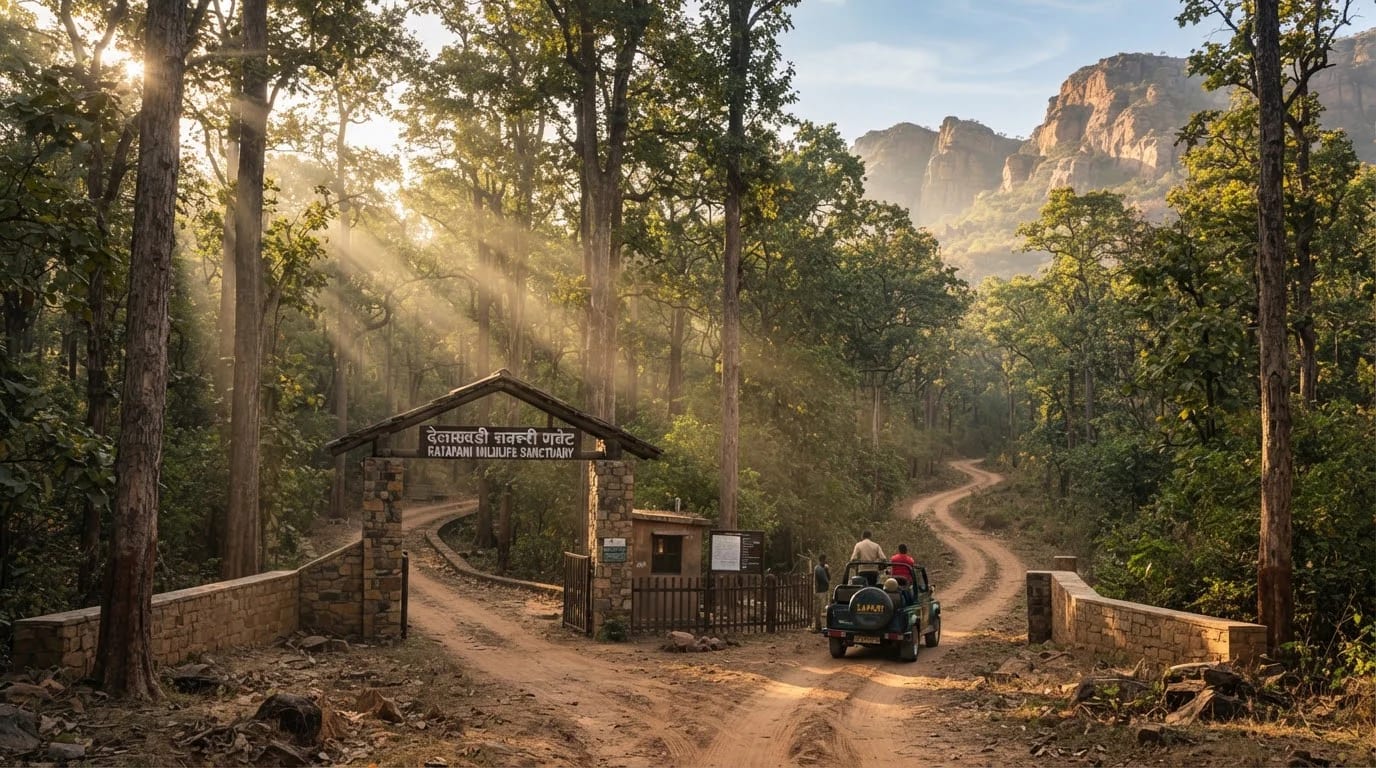 Delawadi gate Ratapani: teak forest safari trail