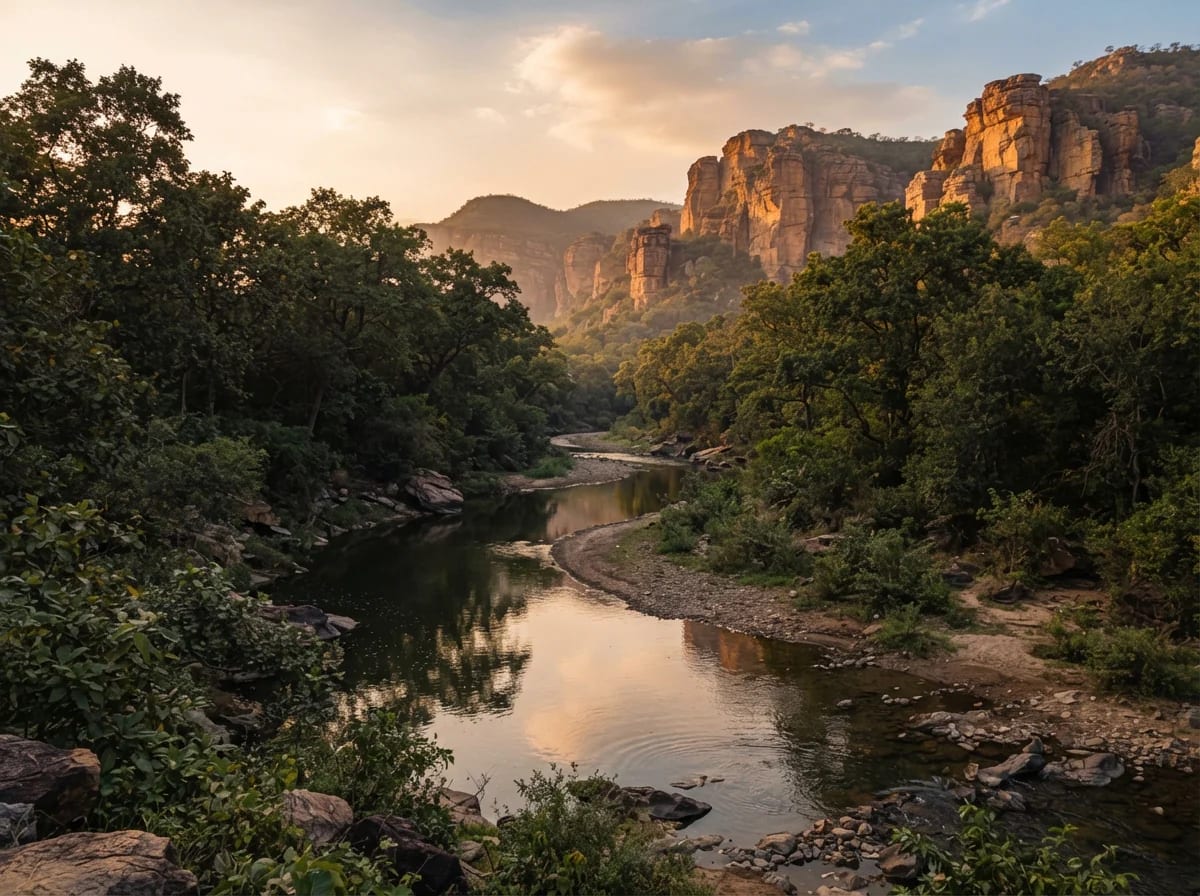 River gorge and sandstone cliffs in Ratapani Wildlife Sanctuary
