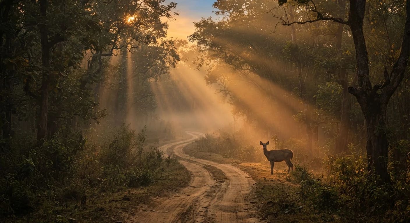 Ratapani safari track at sunrise, best time to visit Ratapani