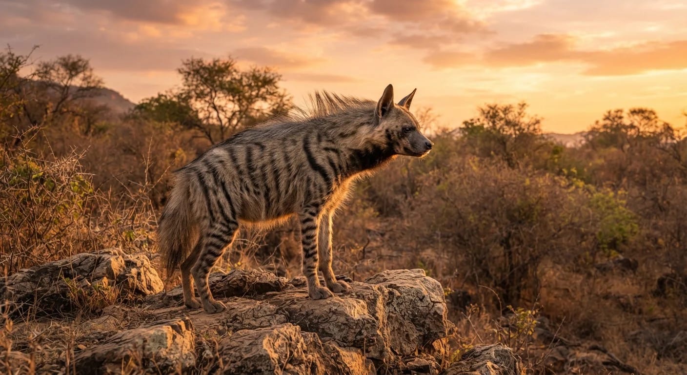 Striped hyena in Ratapani Wildlife Sanctuary